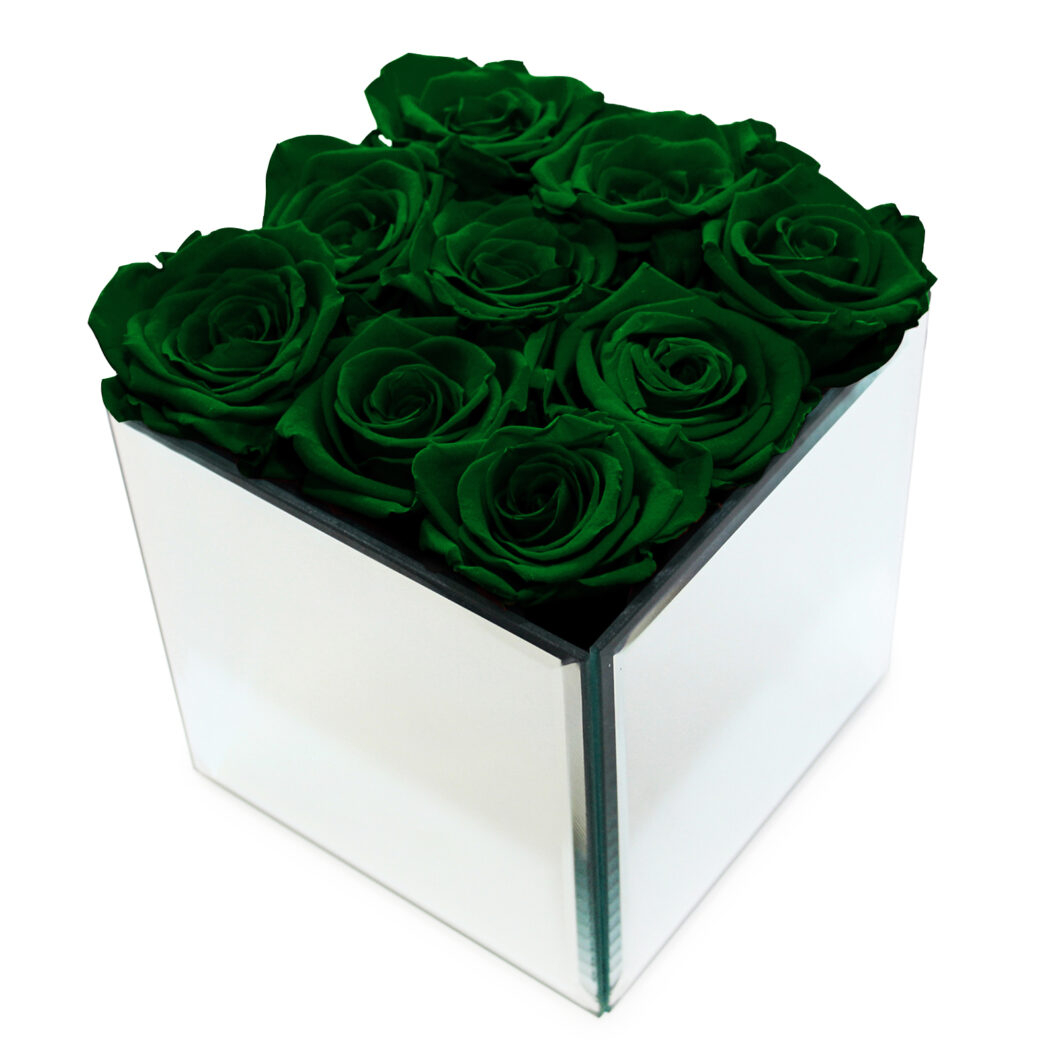 Dark Green Preserved Rose Box - Large