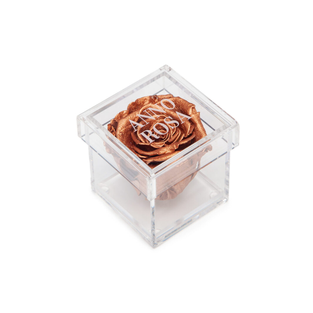 Rose Gold Preserved Rose Cube Amour